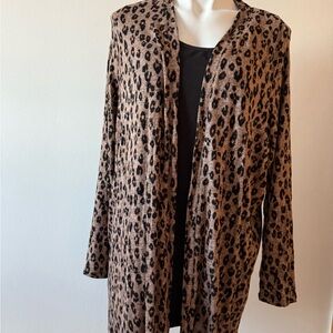 Leopard Print Open Front Cardigan